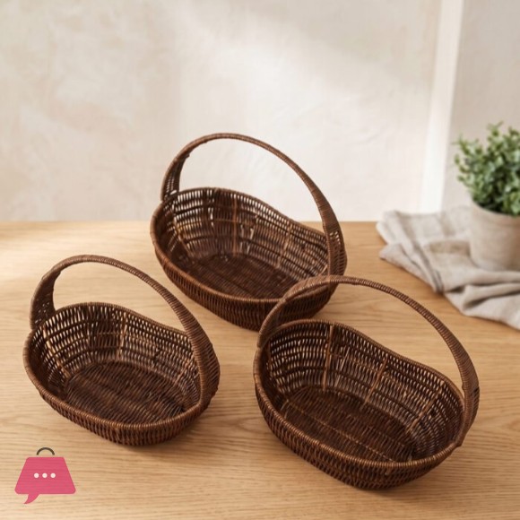3-Piece Woven Rattan Basket - 1235-17