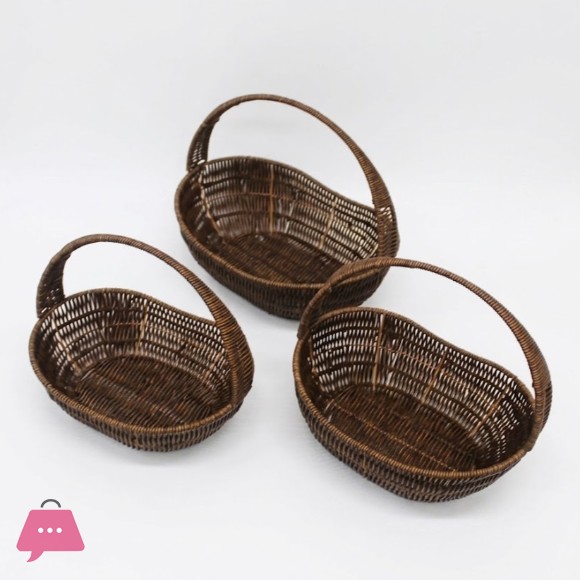 3-Piece Woven Rattan Basket - 1235-17