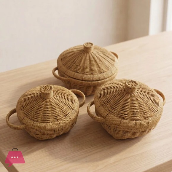 3-Piece Woven Rattan Basket - 1235-18