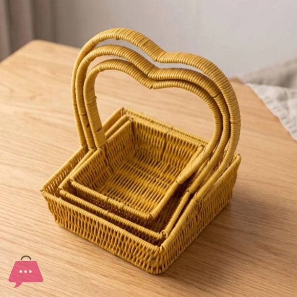 3-Piece Woven Rattan Basket - 1235-15