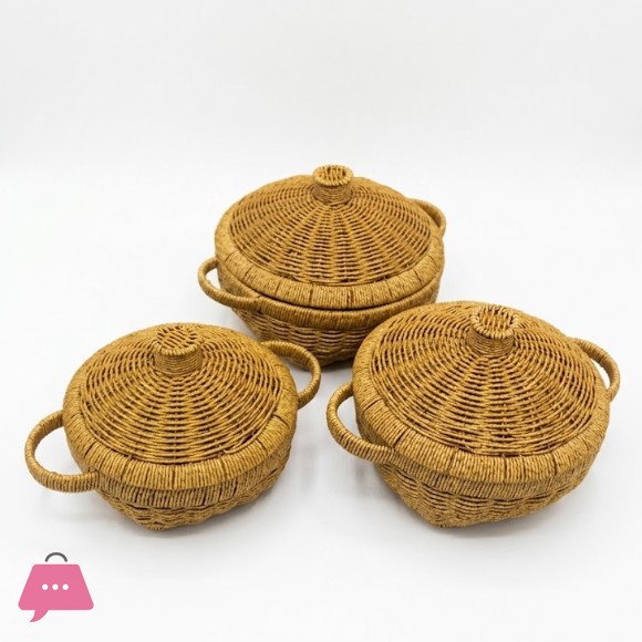 3-Piece Woven Rattan Basket - 1235-18
