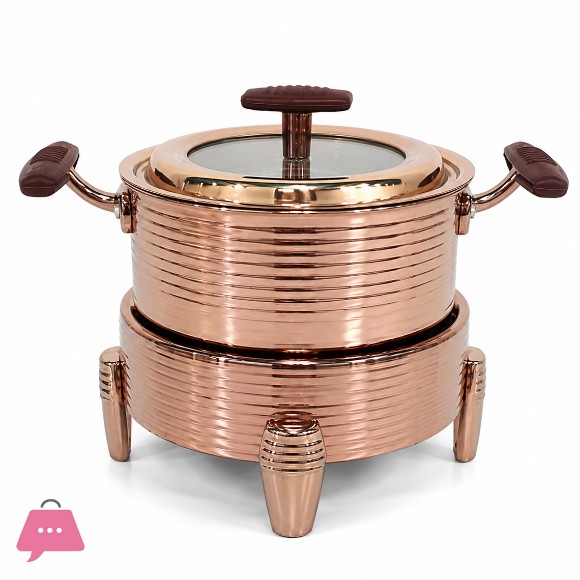 304 Stainless Steel Round Hot Pot Dazzling Pattern Buffet Stove Dish