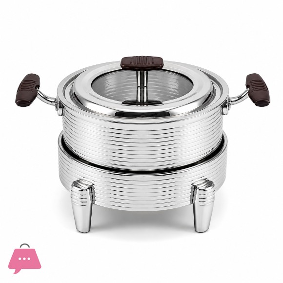 304 Stainless Steel Round Hot Pot Dazzling Pattern Buffet Stove Dish