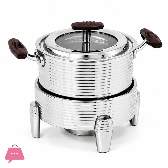 304 Stainless Steel Round Hot Pot Dazzling Pattern Buffet Stove Dish