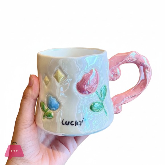 3D Embossed Tulib Flower Mug 1-Pcs