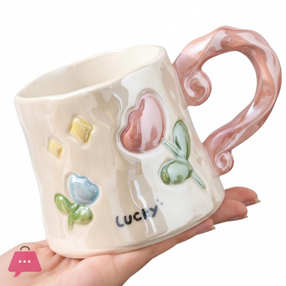 3D Embossed Tulib Flower Mug 1-Pcs