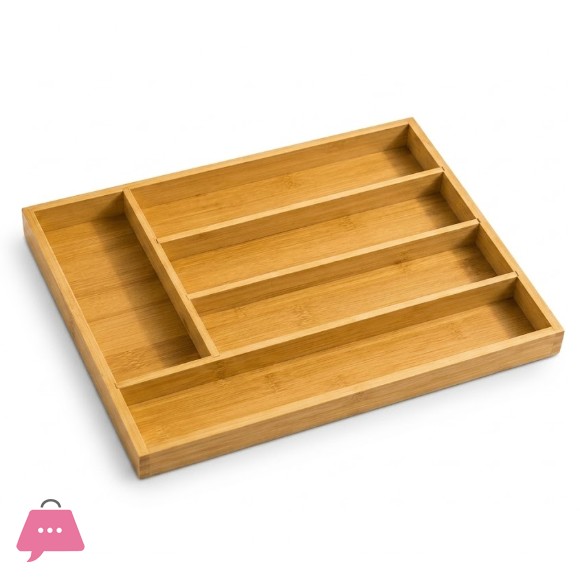 4 Grid Wooden Cutlery Organizer