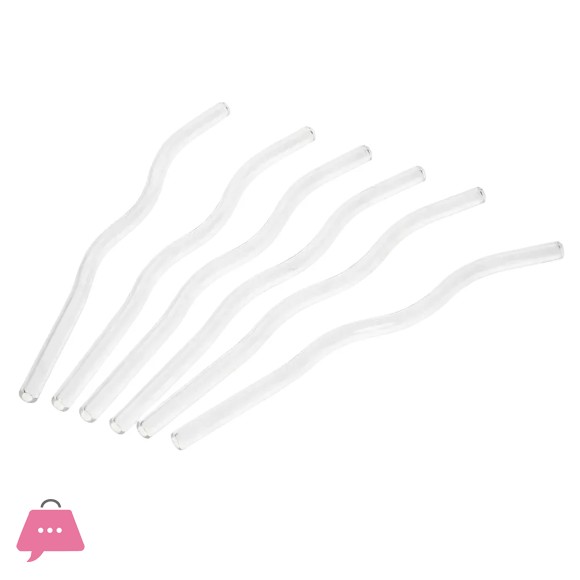 Danny Home 6Pcs Reusable Glass Heat Resistant Wave Straws 20cm
