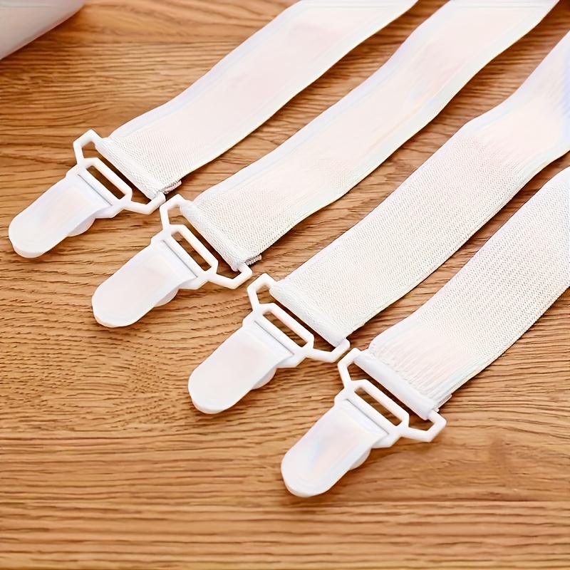 4 Pcs Bed Sheet Mattress Fasteners Elastic Grippers Blankets Clip Holder Strap Heavy-Duty Nylon Non-Slip Elastic Bed Sheet Grips with Adjustable Buckles