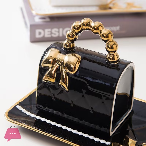 A Stylish Coffee Cup And Saucer Set with a 330ML Capacity, Designed Handbag