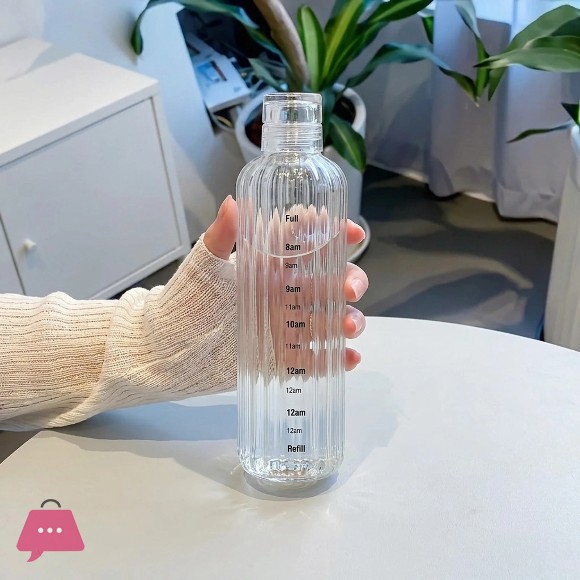 Borosilicate Glass Water Bottle with Time Marker Leakproof Glass Bottle - 500 ml