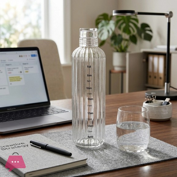 Borosilicate Glass Water Bottle with Time Marker Leakproof Glass Bottle - 500 ml