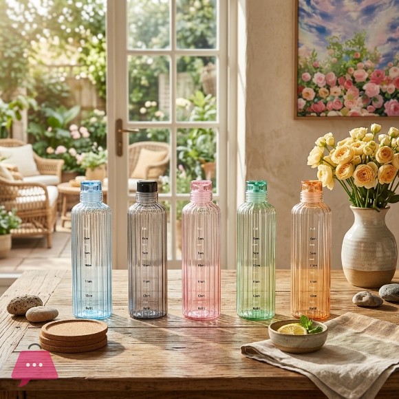 Borosilicate Glass Water Bottle with Time Marker Leakproof Glass Bottle - 500 ml