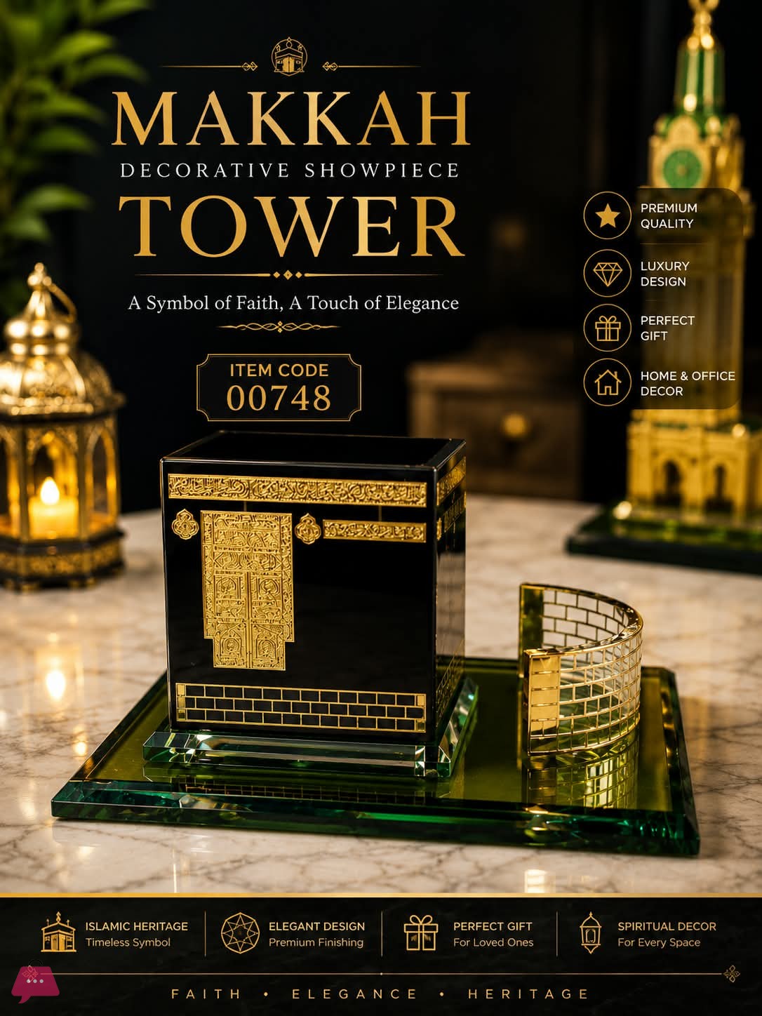 crystal-mosque-islamic-decorative-set-–-crystal-kaaba-scale-model
