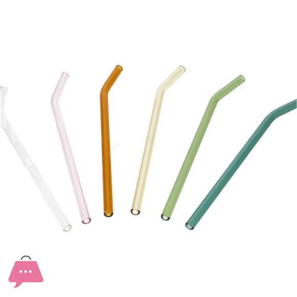 Danny Home 7pcs Reusable Glass Straws & Cleaning Brush