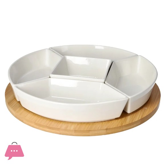 Danny Home Bamboo Lazy Susan Snack Platter - 12inch