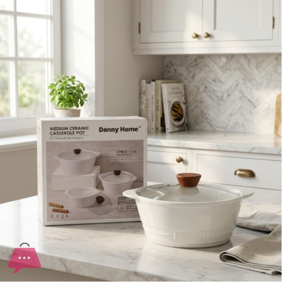 Danny Home Ceramic Casserole Donga Pot with Glass Lid
