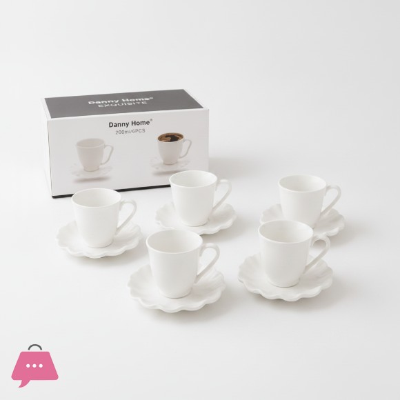 Danny Home Ceramic Cup & Saucer Set 6Pcs – 200ml