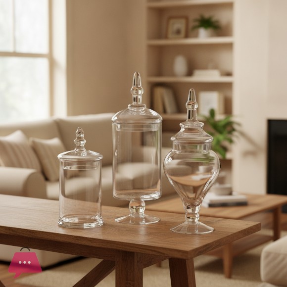 Danny Home Decorative Cookie Glass Jar Set 3pcs