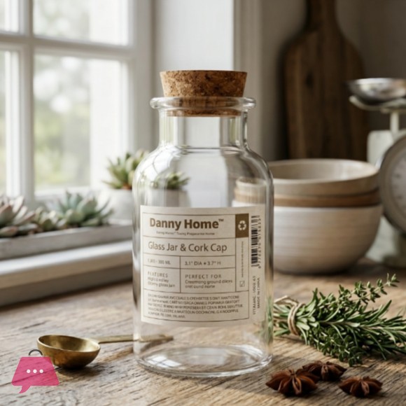 Danny Home Glass Jar With Cork Lid - 300ml