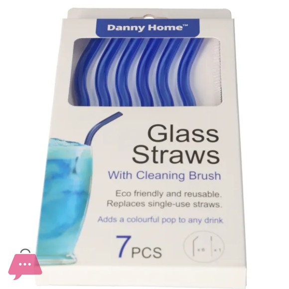 Danny Home Reusable Glass Straws & Cleaning Brush 7pcs