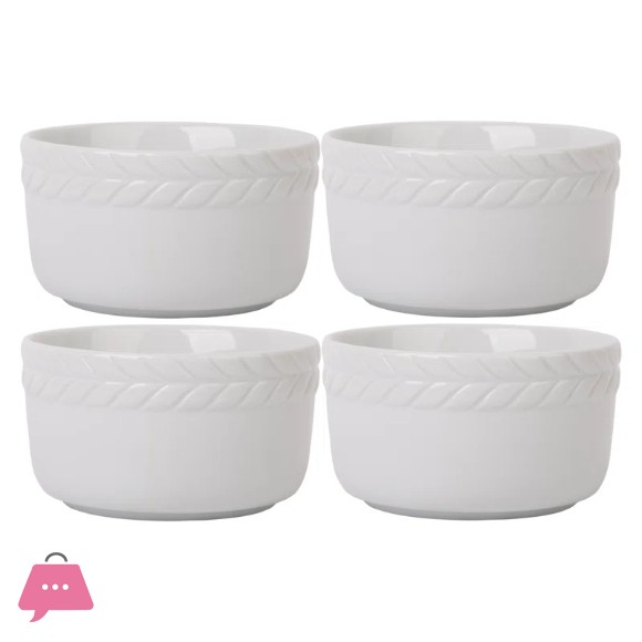 Danny Home Round Ceramic 4 Piece Ramekin Bowl Bakeware Set of 4 -4Inch