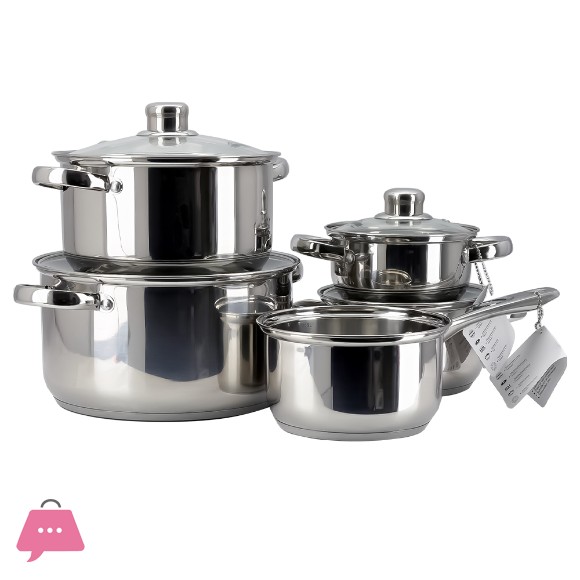 Danny Home Double Bottom Stainless Steel Cookware Set 9 Pieces - Induction Safe