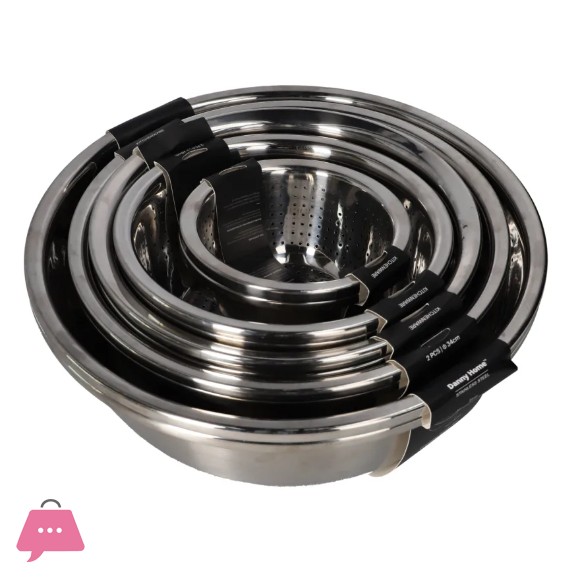 Danny Home Stainless Steel Drain Colander & Basin Set 2pcs
