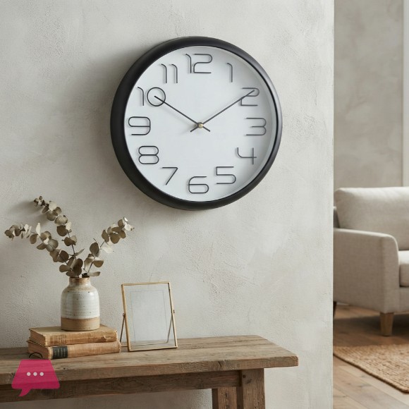 Decorative Clocks Round Indoor Kitchen Bedroom Living Room Office Classroom Wall Clocks, 3D Number Display - 12Inch