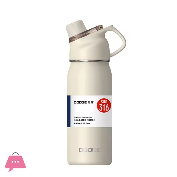 DODGE 316 Stainless Steel Vacuum Anti-Drop Sports Car Suction Tube Water Bottle - 630ml