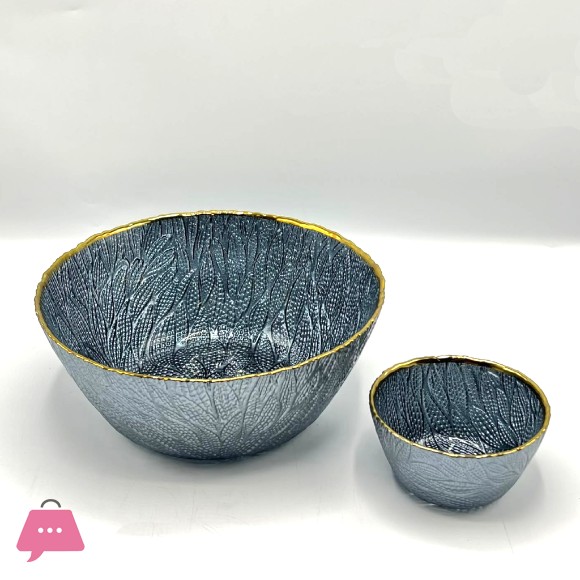 Elegant Leaf Design Glass Serving Bowls Set of 7