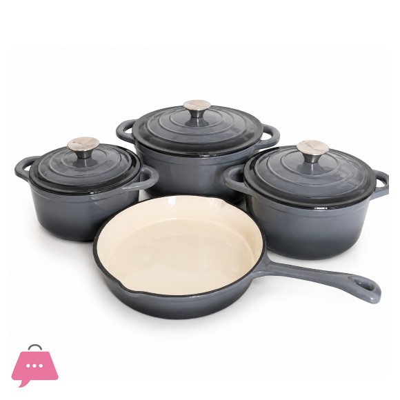 Enameled Cast Iron Cookware Set - 7 Piece