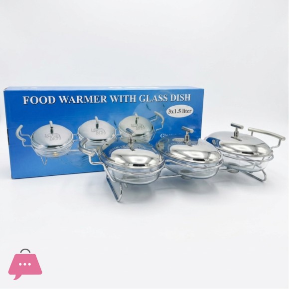 Food Warmer with Glass Dish 3 x 1.5 Liter KE80