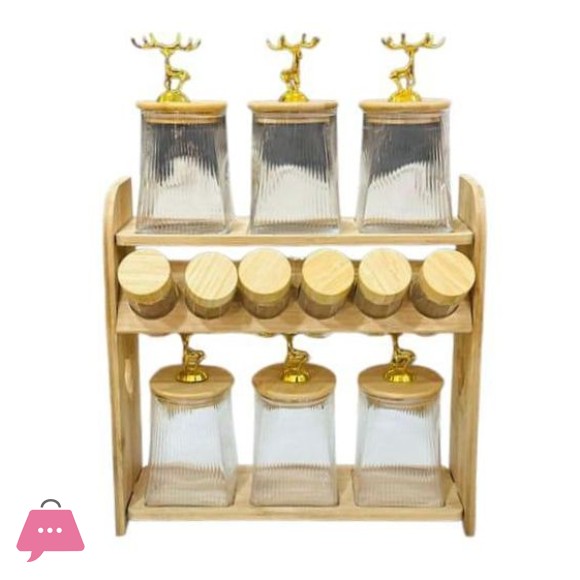 Glass Spice Jars Set 12 Piece with Wood Stand