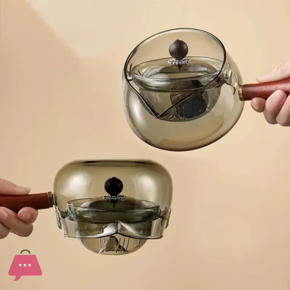 High Borosilicate Heat-Resistant Glass Side Handle Teapot Rotating Tea Separation Insulating Glass Tea Kettle -500ML