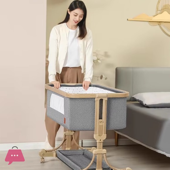 High Quality Baby Bedside Rocking Crib Adjustable Baby Bed Bedside Side Bassinet Cradle - C2