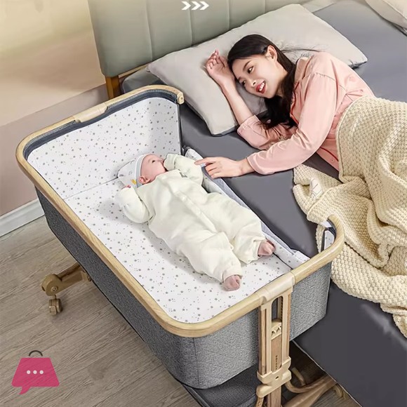 High Quality Baby Bedside Rocking Crib Adjustable Baby Bed Bedside Side Bassinet Cradle - C2