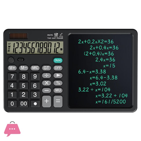 Calculator With Writing Tablet Portable 12Digit LCD Large Display Calculator
