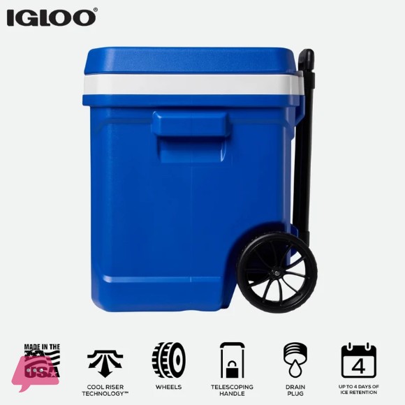 Igloo Profile 2 Rolling Cooler 60qt – Telescoping Handle - USA Made