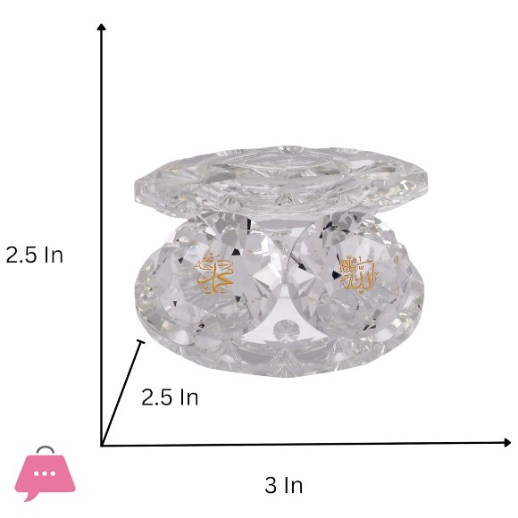 Islamic Muslim Gift Seashell Shaped Crystal Showpiece Collectible with Allah and Mohammed Prints