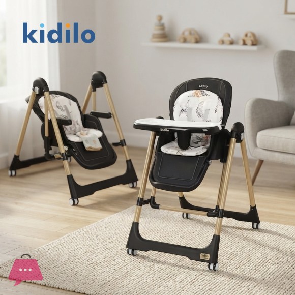 Kidilo 3-in-1 Multifunctional High Chair Suitable for Feeding, Sitting, and Rocking Chair