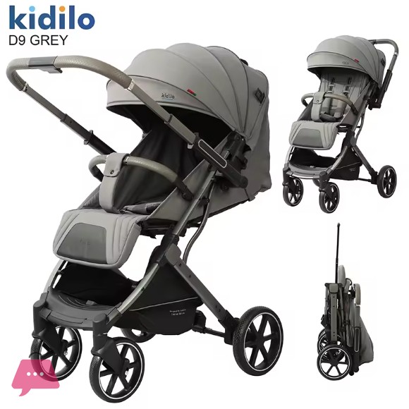 Kidilo Lightweight Baby Stroller Foldable Shock Absorption Travel Stroller with Adjustable Handle - D9