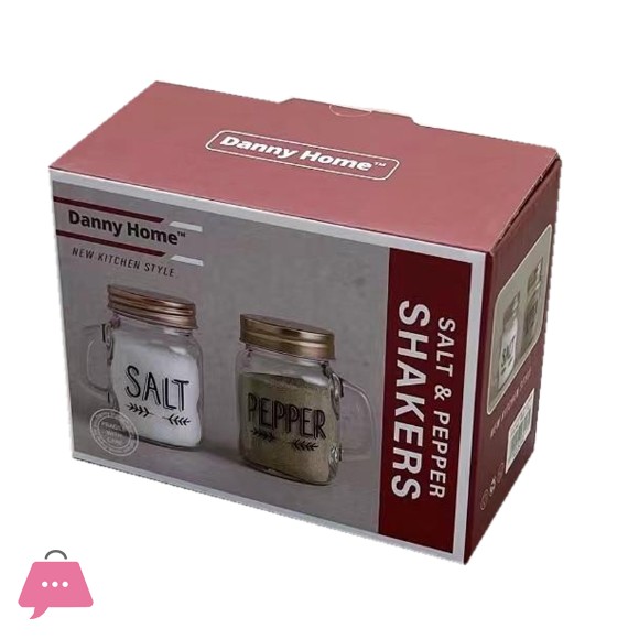 Mason Jars Salt and Pepper Shaker Set Handle Lid