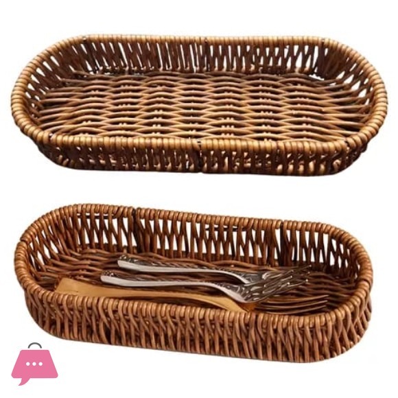 Multipurposed Oval Basket Imitation Rattan Multipurpose Tray Kitchen Organizer for Home Restaurant