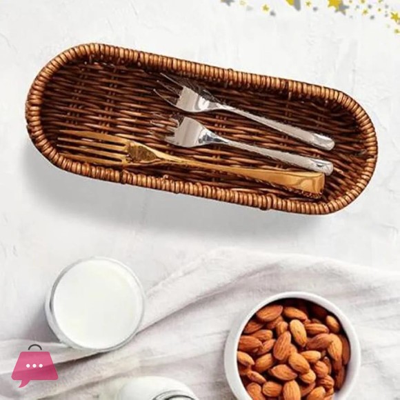 Multipurposed Oval Basket Imitation Rattan Multipurpose Tray Kitchen Organizer for Home Restaurant