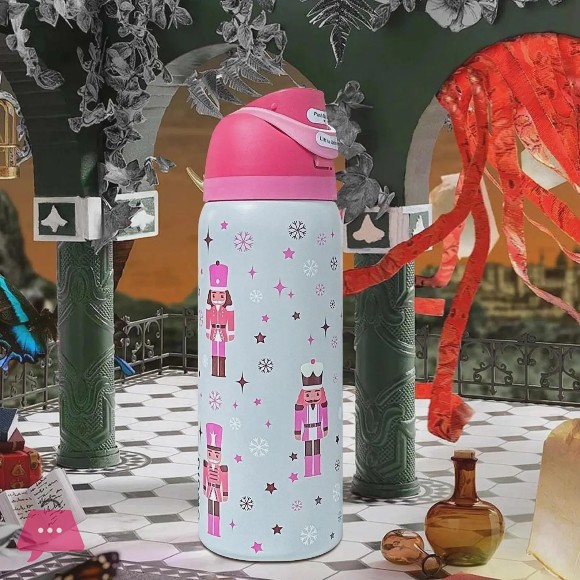 Owala 24oz Insulated Water Bottle – Leak-Proof FreeSip Straw Lid (Special Edition Pink Nutcracker)