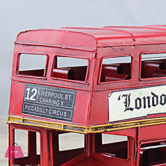 Red London Bus Model Vintage Iron Car for Home Decor and Gift Use