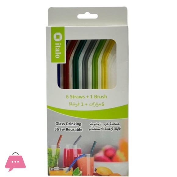 Reusable Glass Bent Drinking Straws With Cleaning Brush