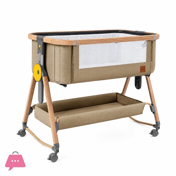 Rocking Baby Crib Adjustable Bedside Bed with Mosquito Net - C4