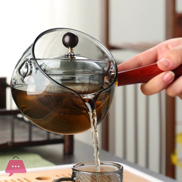 High Borosilicate Heat-Resistant Glass Side Handle Teapot Rotating Tea Separation Insulating Glass Tea Kettle -500ML